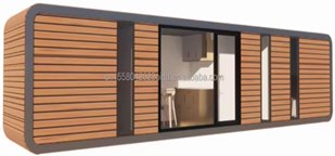 Container Gebäude – Holzlamellen-Container · Küche/Bad-Modul · anschlussfertig