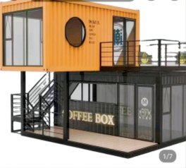 Container Gebäude – Coffee-Box · gestapelte Container · Außentreppe · Industrial-Look