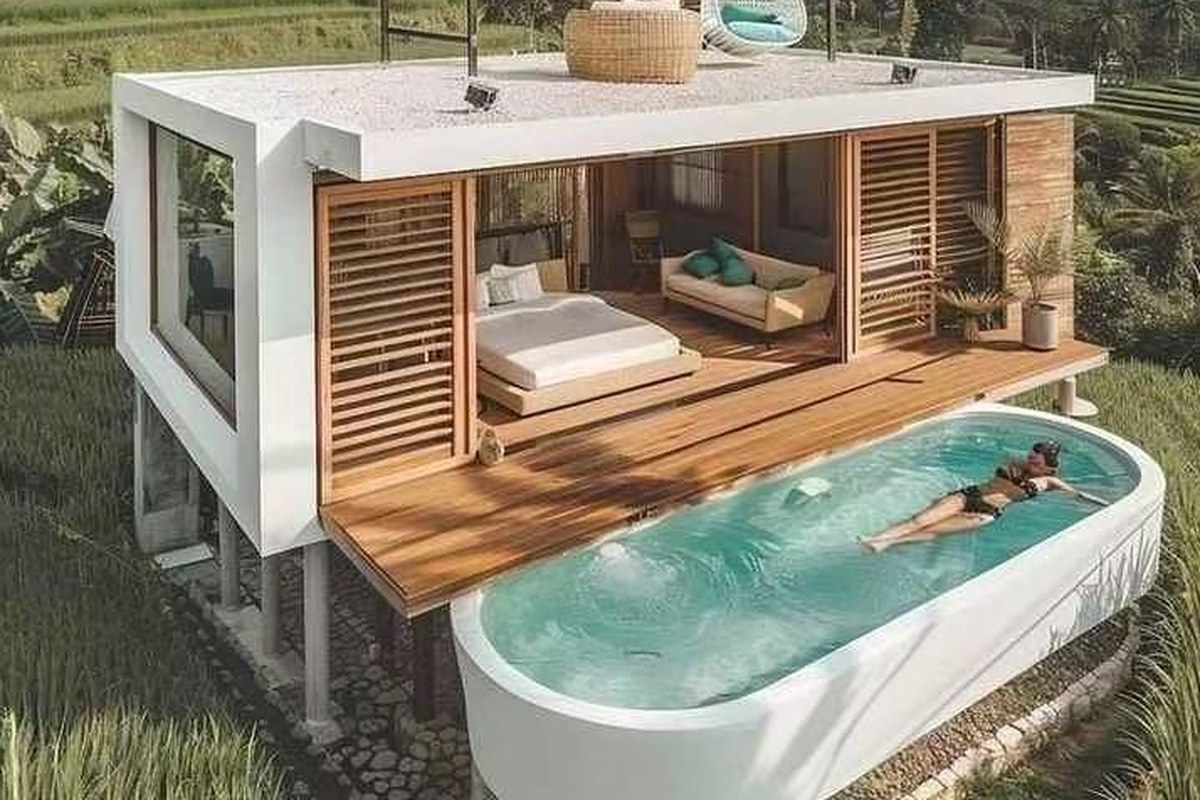 Tiny Villen – Model 8 · Haus in Leichtbauweise II · 45 m² · mit Pool