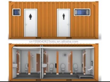 WC & Duschcontainer – Duschcontainer · getrennt Damen/Herren · mit Innenansicht · 20-Fuß-Modul